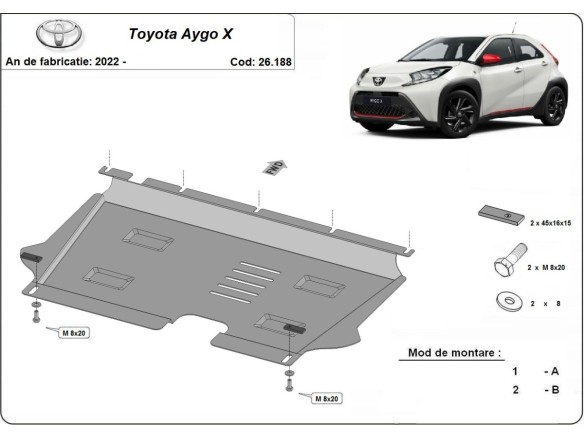 Ocelový kryt motoru Toyota Aygo X (2022-2025)Toyota Aygo