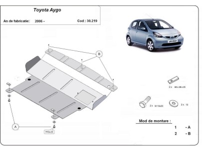 Ocelový kryt motoru Toyota Aygo AB10 (2005-2014) 2