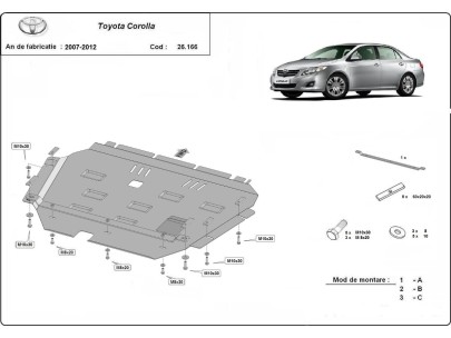 Ocelový kryt motoru Toyota Corolla (2007-2012) 2