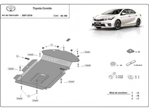 Ocelový kryt katalyzátoru Toyota Corolla (2013-2018)Toyota Corolla
