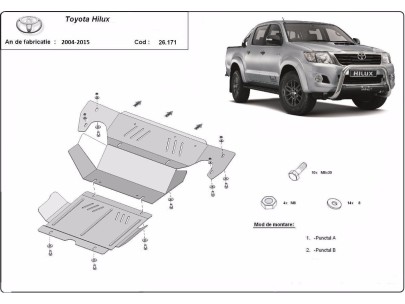 Ocelový kryt motoru Toyota Hilux (2004-2015) 2
