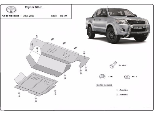 Ocelový kryt motoru Toyota Hilux (2004-2015)Toyota Hilux