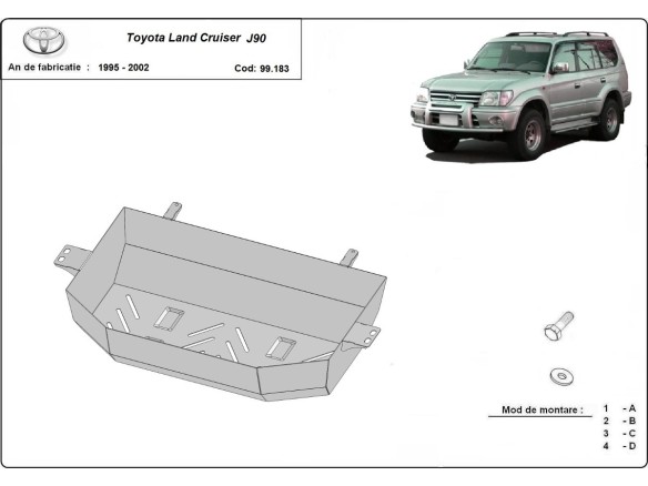 Ocelový kryt palivové nádrže Toyota Land Cruiser J90 (1995-2002)Toyota Land Cruiser
