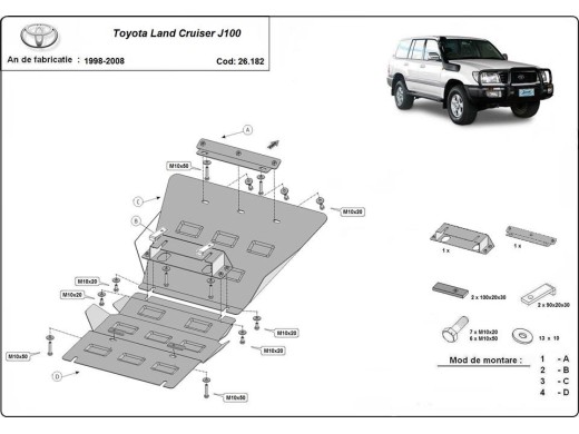 Ocelový kryt motoru Toyota Land Cruiser J100 (1998-2008)Toyota Land Cruiser