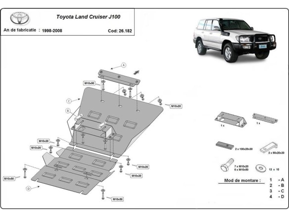 Ocelový kryt motoru Toyota Land Cruiser J100 (1998-2008)Toyota Land Cruiser