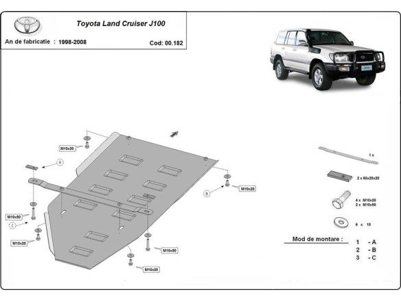 Ocelový kryt převodovky Toyota Land Cruiser J100 (1998-2008)Toyota Land Cruiser