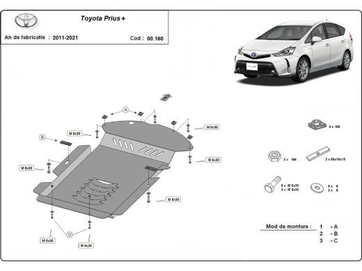 Ocelový kryt katalyzátoru Toyota Prius 3+ (2011-2021)Toyota Prius