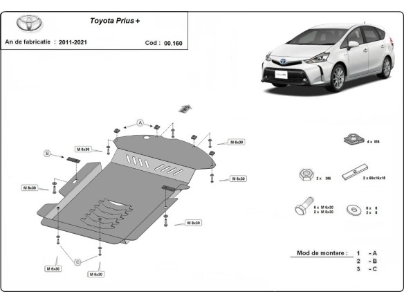 Ocelový kryt katalyzátoru Toyota Prius 3+ (2011-2021)Toyota Prius