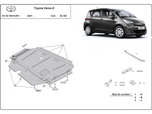Ocelový kryt motoru Toyota Verso (2007-2018)Toyota Verso