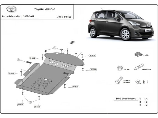 Ocelový kryt katalyzátoru Toyota Verso-S (2007-2018)Toyota Verso