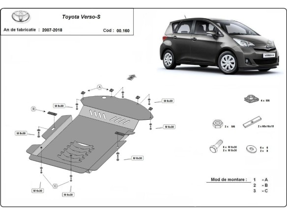 Ocelový kryt katalyzátoru Toyota Verso-S (2007-2018)Toyota Verso