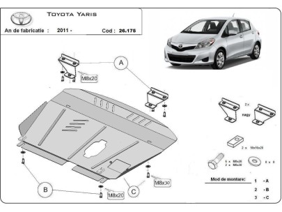 Ocelový kryt motoru Toyota Yaris (2011-2020) 2