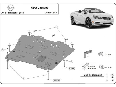Ocelový kryt motoru Opel Cascada (2013-2019) 2