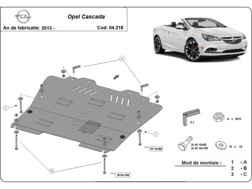 Ocelový kryt motoru Opel Cascada (2013-2019)Opel Cascada