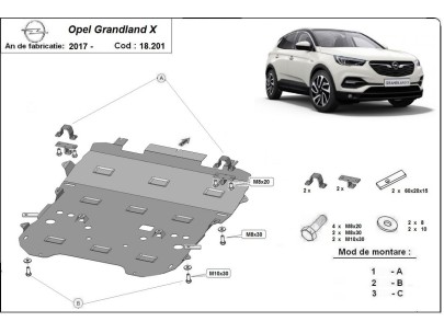 Ocelový kryt motoru Opel Grandland X (2017-2025) 2