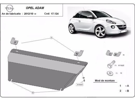 Ocelový kryt motoru Opel Adam (2012-2019)Opel Adam