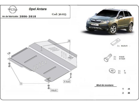 Ocelový kryt motoru Opel Antara (2006-2010)Opel Antara