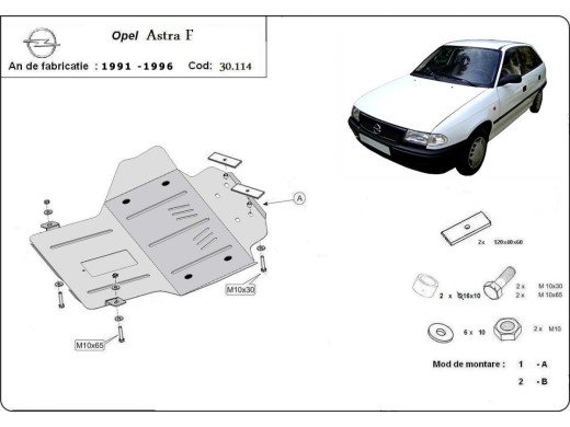 Ocelový kryt motoru Opel Astra F (1991-1996)Opel Astra