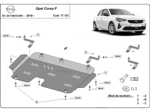 Ocelový kryt motoru Opel Corsa F (2019-2025)Opel Corsa