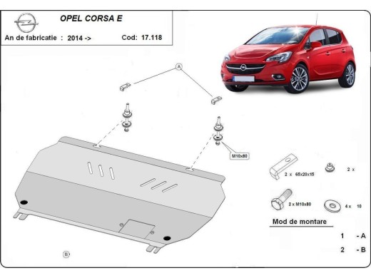 Ocelový kryt motoru Opel Corsa E (2014-2019)Opel Corsa