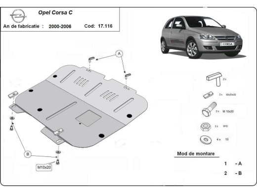 Ocelový kryt motoru Opel Corsa C (2000-2006)Opel Corsa