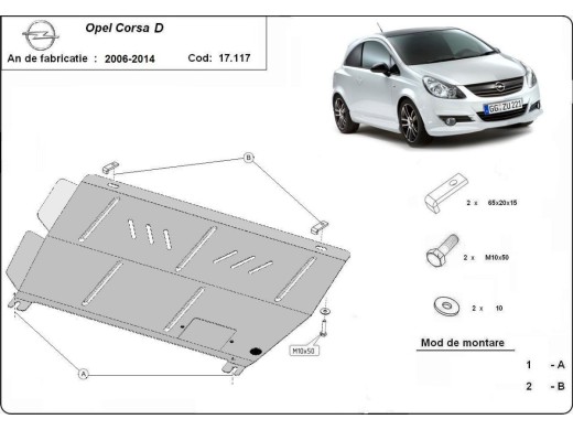 Ocelový kryt motoru Opel Corsa D (2006-2014)Opel Corsa