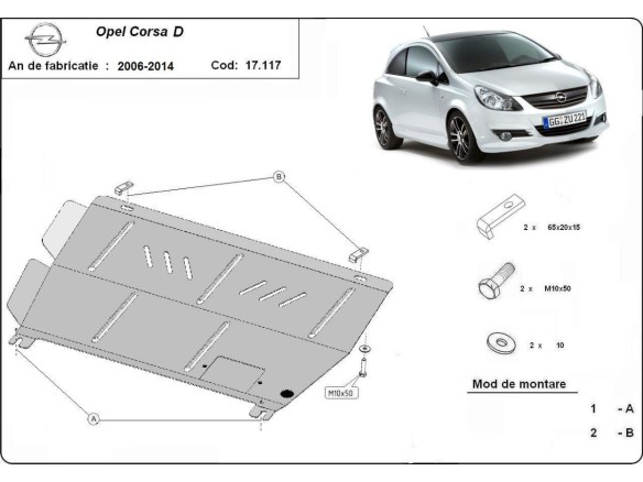 Ocelový kryt motoru Opel Corsa D (2006-2014)Opel Corsa