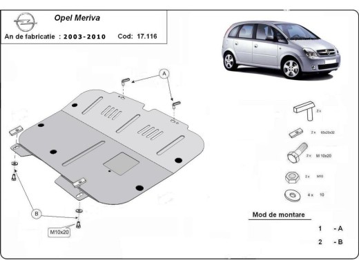 Ocelový kryt motoru Opel Meriva (2003-2010)Opel Meriva