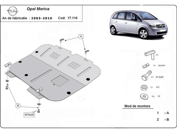 Ocelový kryt motoru Opel Meriva (2003-2010)Opel Meriva