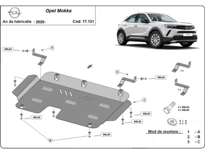 Ocelový kryt motoru Opel Mokka (2019-2026) 2