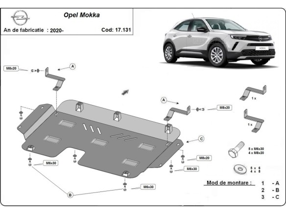 Ocelový kryt motoru Opel Mokka (2019-2025)Opel Mokka X