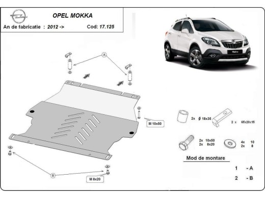 Ocelový kryt motoru Opel Mokka (2012-2019)Opel Mokka X