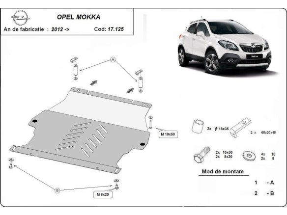 Ocelový kryt motoru Opel Mokka (2012-2019)Opel Mokka X