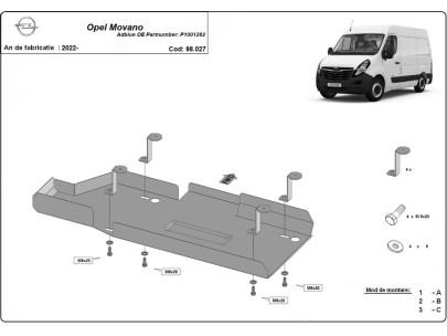 Ocelový kryt AdBlue Opel Movano (2022-2025)