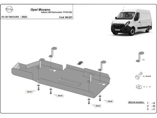 Ocelový kryt AdBlue Opel Movano (2022-2025)Opel Movano
