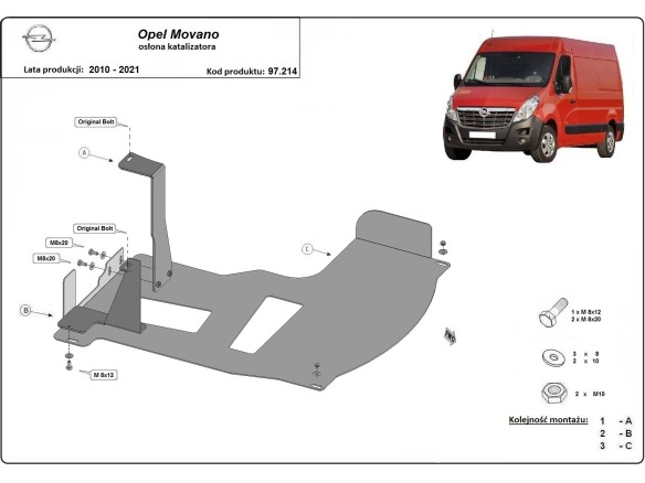 Ocelový kryt katalyzátoru Opel Movano (2010-2021)Opel Movano