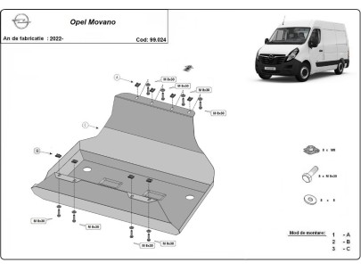Ocelový kryt palivové nádrže Opel Movano (2022-2026) 2