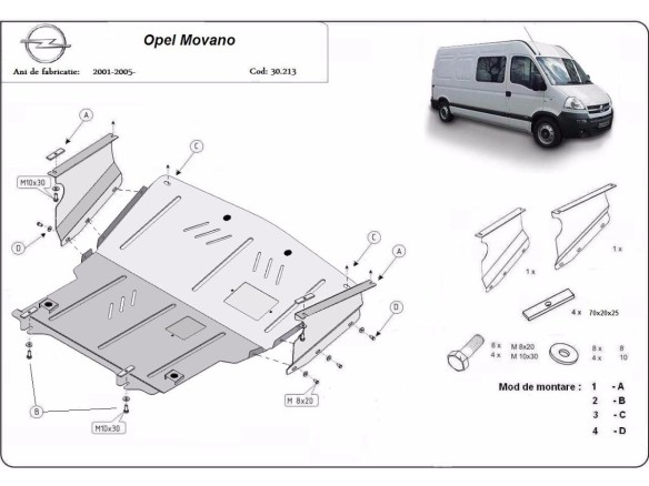 Ocelový kryt motoru Opel Movano (1998-2010)Opel Movano
