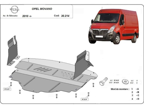 Ocelový kryt motoru Opel Movano (2010-2020)Opel Movano