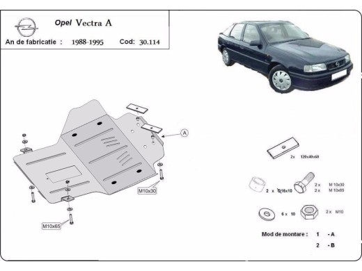 Ocelový kryt motoru Opel Vectra A (1988-1995)Opel Vectra