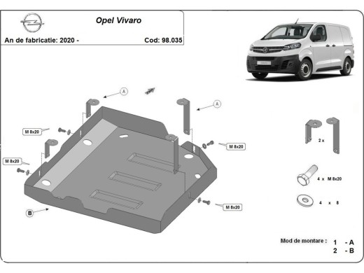 Ocelový kryt AdBlue Opel Vivaro (2020-2025)Opel Vivaro