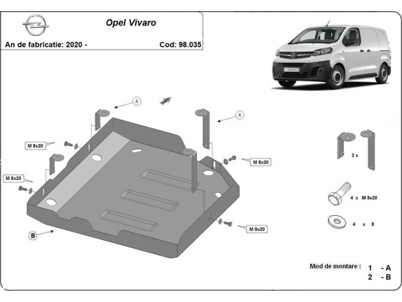 Ocelový kryt AdBlue Opel Vivaro (2020-2025)Opel Vivaro