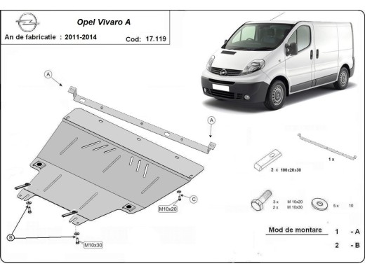 Ocelový kryt motoru Opel Vivaro (2011-2014)Opel Vivaro