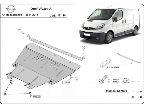 Ocelový kryt motoru Opel Vivaro (2011-2014)Opel Vivaro