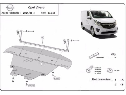 Ocelový kryt motoru Opel Vivaro (2014-2019) 2