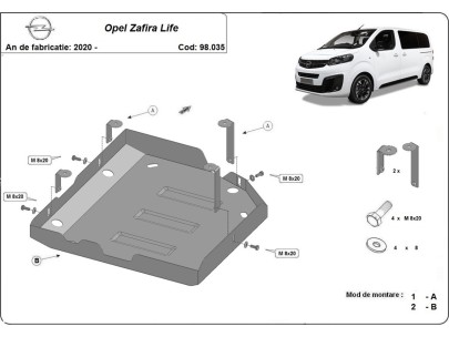 Ocelový kryt AdBlue Opel Zafira Life (2020-2025) 2