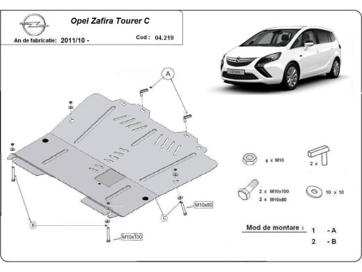 Ocelový kryt motoru Opel Zafira C (2011-2019)Opel Zafira