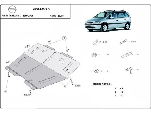 Ocelový kryt motoru Opel Zafira (1999-2005)Opel Zafira