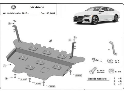 Ocelový kryt motoru VW Arteon - Automatická převodovka (2017-2026) 2