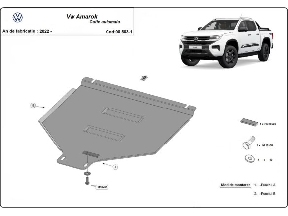 Ocelový kryt převodovky automat Volkswagen Amarok (2022-2025)Volkswagen Amarok